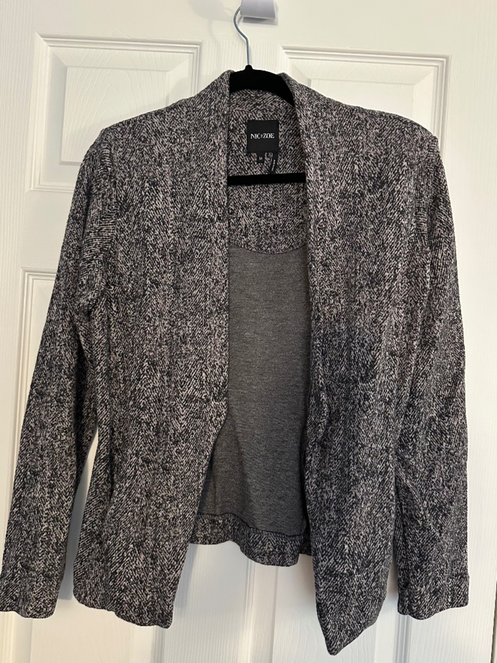 Nic + Zoe Women's Open Cloth Blazer Cardigan Black & White Size Medium